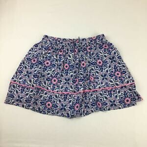 Cherokee Girls A-Line Skirt Blue White Floral Drawstring Waist Lined XL 14-16